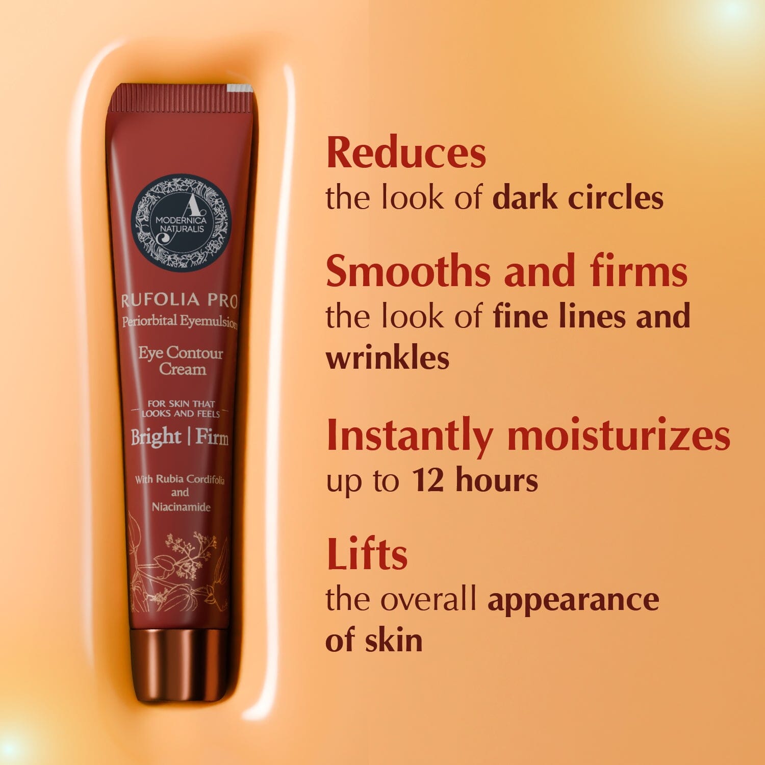 Rufolia PRO Periorbital Eyemulsion - Eye Contour Cream – Brighten, Firm and Moisturize Under-Eyes – New Formula with Manjistha, Aloe Vera, Lotus, and Niacinamide – Best Under-Eye Cream – With Clinically Tested Ingredients - Pack of 2 Eye Cream A Modernica Naturalis