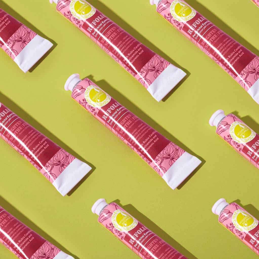Rufolia Periorbital Eyemulsion - Brighten, Soothe &amp; Firm Under-Eyes with Manjistha, Aloe Vera, Niacinamide &amp; Hyaluronic Acid Eye Cream A Modernica Naturalis 
